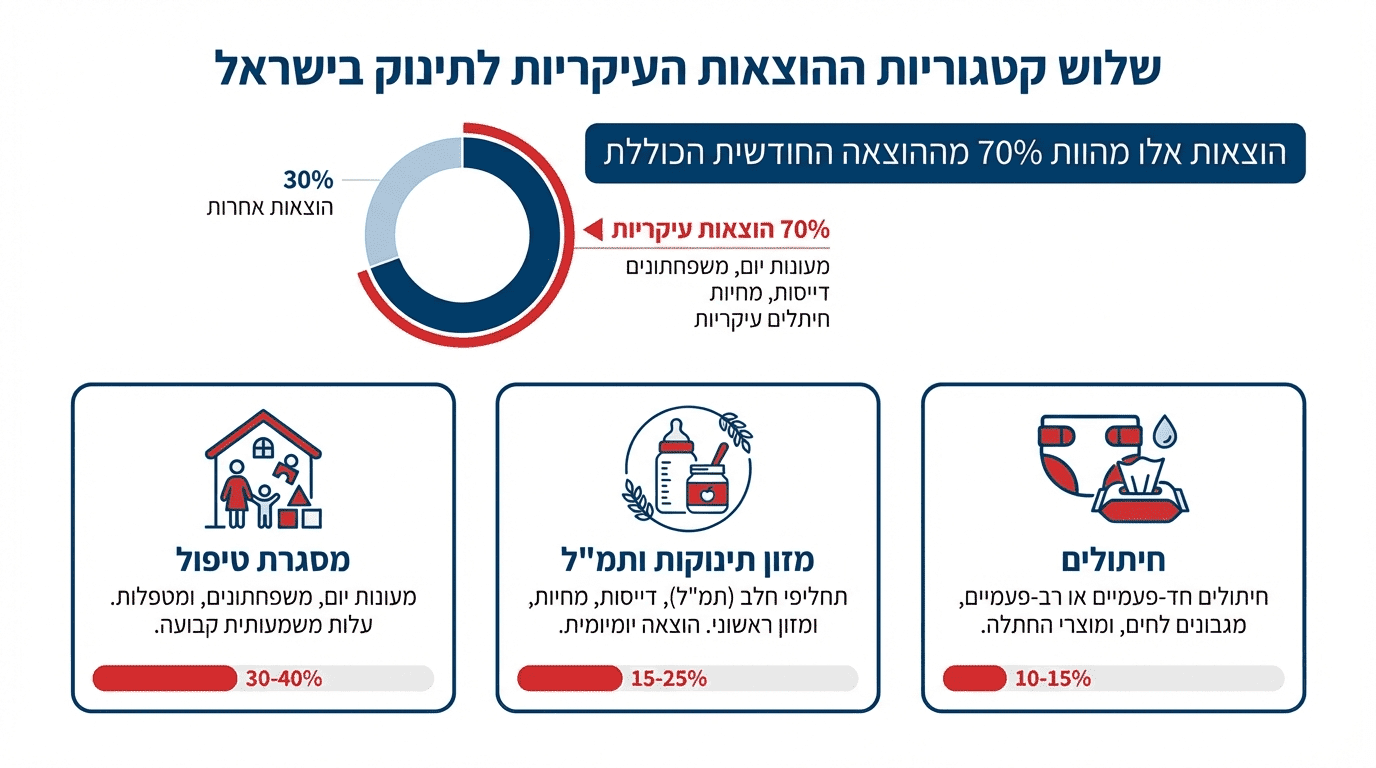 אינפוגרפיקה המציגה את ההוצאות הגדולות ביותר על תינוק והשפעתן על התקציב המשפחתי