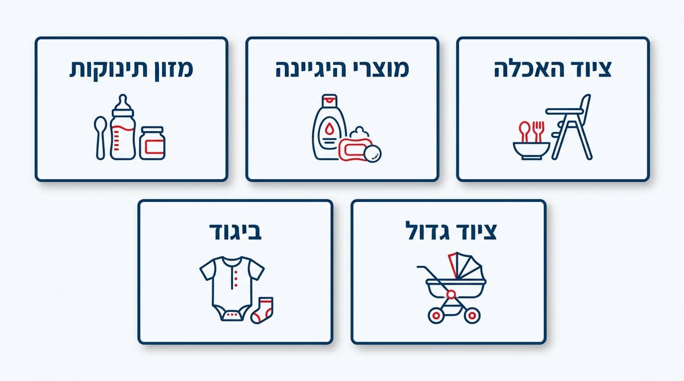 רשימת מוצרים לתרומה לתינוקות לפי קטגוריות
